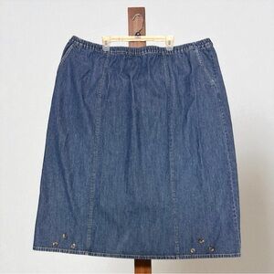 Ulla Popken Denim Maxi Skirt Plus Size 28/30‎ Medium Wash Pull On Pockets